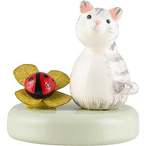 Small Figures & Ornaments Flade Flax Haired Children Kitten and Lady Bug - 2,2 cm / 0.9 inch