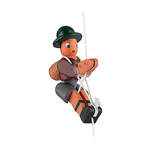 Holzspielzeug Bau- und Legespiele Hampelmnner Kletterfigur Klettermax Bergsteiger mit brauner Jacke - 6,5 cm