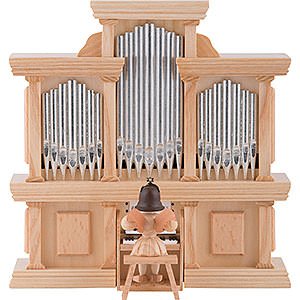 Weihnachtsengel Kurzrockengel (Blank) Kurzrockengel an der Orgel mit Spielwerk, natur - 15,5 cm