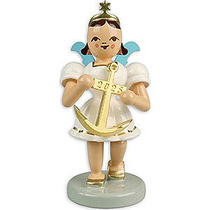 Weihnachtsengel Kurzrockengel farbig (Blank) Kurzrockengel mit Anker, farbig - Jahresedition 2025 - 6,6 cm