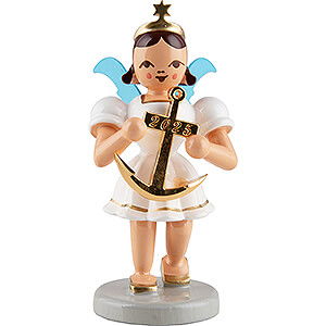 Weihnachtsengel Kurzrockengel farbig (Blank) Kurzrockengel mit Anker, farbig - Jahresedition 2025 - 6,6 cm