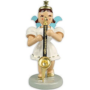Weihnachtsengel Kurzrockengel farbig (Blank) Kurzrockengel mit Bassklarinette, farbig - 6,6 cm