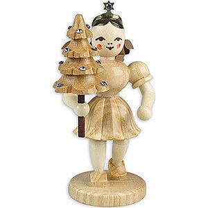 Weihnachtsengel Kurzrockengel (Blank) Kurzrockengel mit Bumchen mit Preciosa Kristallen, natur - Sonderedition - 6,6 cm
