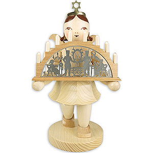 Weihnachtsengel Kurzrockengel medium (Blank) Kurzrockengel mit Schwibbogen, natur - elektr. - 22 cm