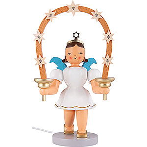 Weihnachtsengel Blank Neuheiten 2019 Kurzrockengel mit beleuchtetem Sternbogen, farbig - 27 cm