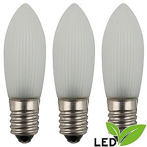 Lichterwelt Ersatzlampen LED-Riffelkerze gefrostet - Sockel E10 - warmweiß - 0,1-0,2W
