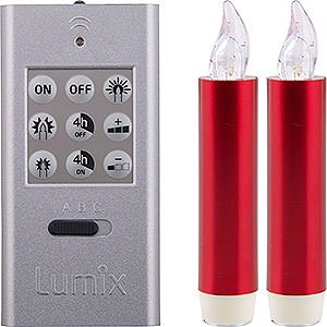 Specials LUMIX CLASSIC MINI S SuperLight, Base-Set red, 2 Candles, 1 Remote, Batteries