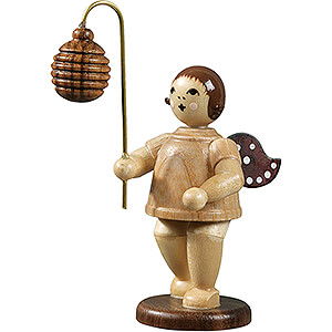 Weihnachtsengel Geschenkeengel (Ellmann) Lampionengel mit Lampion Kugel gerillt, natur - 6,5 cm