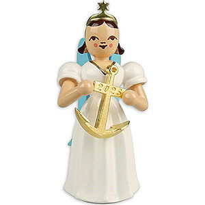 Weihnachtsengel Faltenlangrockengel farbig (Blank) Langrockengel mit Anker, farbig - Jahresedition 2025 - 6,6 cm
