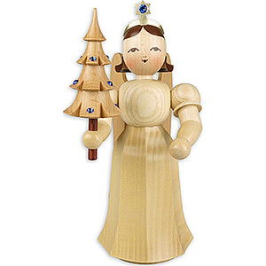 Weihnachtsengel Faltenlangrockengel medium (Blank) Langrockengel mit Bumchen mit Preciosa Kristallen, natur - Sonderedition - 22 cm