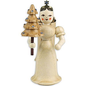 Weihnachtsengel Langrockengel (Blank) Langrockengel mit Bumchen mit Preciosa Kristallen, natur - Sonderedition - 6,6 cm
