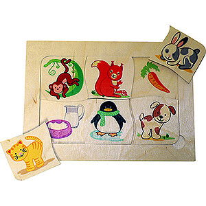 Wooden Toys Construction games Legespiele Learning Puzzle Animals & Food - 14,5 cm / 5.7 inch