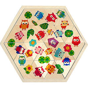 Holzspielzeug Bau- und Legespiele Legespiel Eulen, 34 Teile - 25 cm