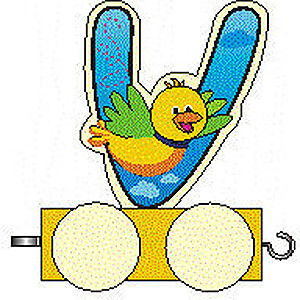 Wooden Toys Decoration and more Letter Train V - 7 cm / 2.8 inch