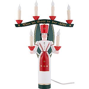Weihnachtsengel Engel und Bergmann Lichterengel mit Joch, farbig, elektrisch beleuchtet - 46 cm