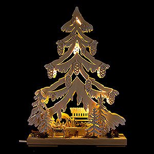 World of Light Light Triangles Light Triangle - Fawn with Manger and White Frost - 32x44 cm / 12.6x17.3 inch