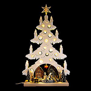 World of Light Light Triangles Light Triangle - Fir Tree - Christmas Magic in the Village with White Frost - 43x73,5 cm / 16.9x28.9 inch