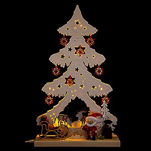 World of Light Light Triangles Light Triangle - Fir Tree - Santa with Red Stars - 31x51 cm / 12.2x20.1 inch