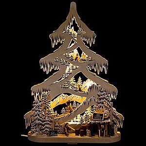 World of Light Light Triangles Light Triangle - Fir Tree - Ski Slope with White Frost - 56 cm / 22 inch