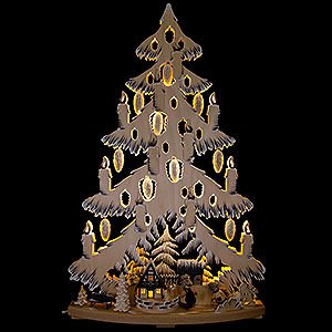 World of Light Light Triangles Light Triangle - Fir Tree at the Half Timbered House with White Frost - 38x72 cm / 15x28.3 inch