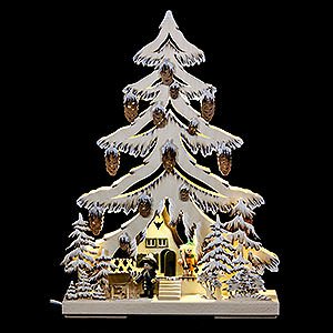 World of Light Light Triangles Light Triangle - Manger with Deers and White Frost - 32x44 cm / 12.6x17.3 inch