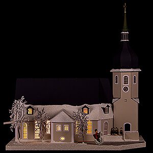 World of Light Lighted Houses Lighted House Church Olbernhau with Carolers - 36 cm / 14.2 inch