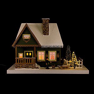 World of Light Lighted Houses Lighted House Old Forester's Lodge with Christmas Tree - 25 cm / 9.8 inch