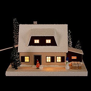 World of Light Lighted Houses Lighted House Ore Mounten House with Shed, small - 18,5 cm / 7.3 inch