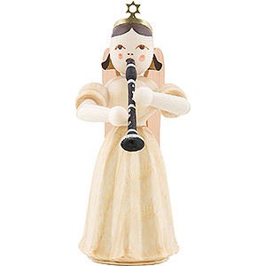 Angels Blank Novelties 2018 Long Pleated Skirt Angel with Clarinet, Natural - 6,6 cm / 2.6 inch