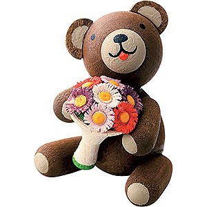 Gift Ideas Mother's Day Lucky Bear with Flower Bouquet - 2,7 cm / 1.1 inch