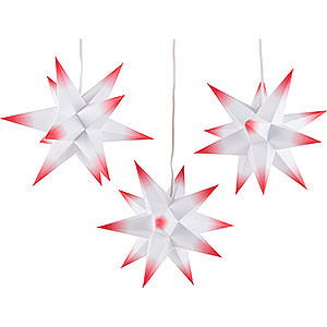 Adventssterne und Weihnachtssterne Marienberger Sterne Marienberger Adventsstern 3er-Set wei-rot inkl. Beleuchtung - 17 cm
