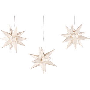 Advent Stars and Moravian Christmas Stars Marienberger Stars Marienberger Moravian Star Set of Three Cream-Colored incl. Lighting - 17 cm / 6.7 inch