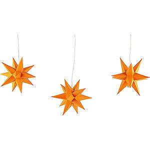 Advent Stars and Moravian Christmas Stars Marienberger Stars Marienberger Moravian Star Set of Three Orange incl. Lighting - 17 cm / 6.7 inch