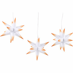 Advent Stars and Moravian Christmas Stars Marienberger Stars Marienberger Moravian Star Set of Three White Core with Orange Tips incl. Lighting - 17 cm / 6.7 inch