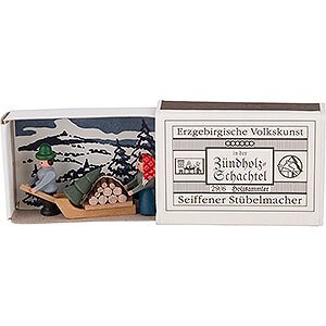 Small Figures & Ornaments Matchboxes Matchbox - Wood Gatherer - 3,8 cm / 1.5 inch