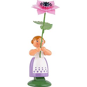Small Figures & Ornaments WEHA Flower Children Meadow Flower Girl with Anemone - 11 cm / 4.3 inch