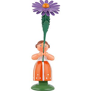 Small Figures & Ornaments WEHA Flower Children Meadow Flower Girl with Aster - 11 cm / 4.3 inch