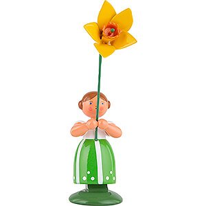 Small Figures & Ornaments WEHA Flower Children Meadow Flower Girl with Daffodil - 11 cm / 4.3 inch