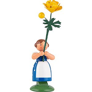 Small Figures & Ornaments WEHA Flower Children Meadow Flower Girl with Globeflower - 11 cm / 4.3 inch