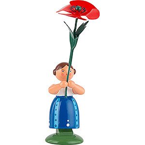 Small Figures & Ornaments WEHA Flower Children Meadow Flower Girl with Poppy - 11 cm / 4.3 inch