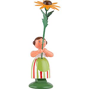 Small Figures & Ornaments WEHA Flower Children Meadow Flower Girl with Yellow Coneflower - 11 cm / 4.3 inch