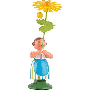 Small Figures & Ornaments WEHA Flower Children Meadow Flower Girl with Yellow Marguerite - 11 cm / 4.3 inch