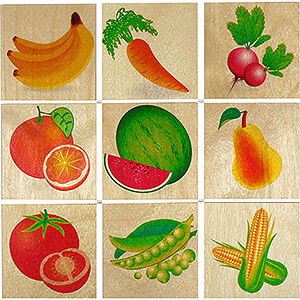 Wooden Toys Construction games Memo Fruit/Vegetables 32pcs. - 5 cm / 2 inch