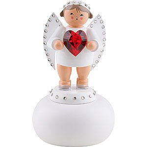 Angels Other Angels Messenger of Love with Red SWAROVSKI-Heart and Pedestal of Light - 8 cm / 3.1 inch