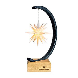 Advent Stars and Moravian Christmas Stars Herrnhuter Product Finder Metal Star Arch Anthracite-Glitter with A1e White - 27,5 cm / 10.8 inch