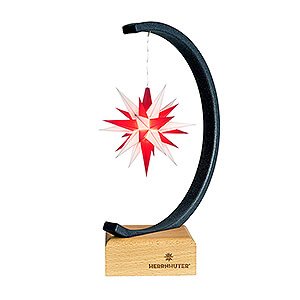Advent Stars and Moravian Christmas Stars Herrnhuter Product Finder Metal Star Arch Anthracite-Glitter with A1e White/Red - 27,5 cm / 10.8 inch