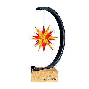 Advent Stars and Moravian Christmas Stars Herrnhuter Product Finder Metal Star Arch Anthracite-Glitter with A1e Yellow/Red - 27,5 cm / 10.8 inch