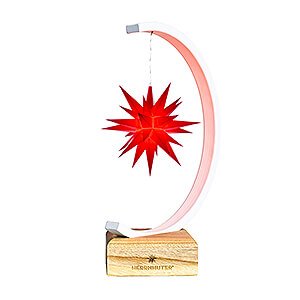 Advent Stars and Moravian Christmas Stars Herrnhuter Product Finder Metal Star Arch White-Glitter with A1e Red - 27,5 cm / 10.8 inch