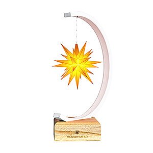 Advent Stars and Moravian Christmas Stars Herrnhuter Product Finder Metal Star Arch White-Glitter with A1e Yellow - 27,5 cm / 10.8 inch