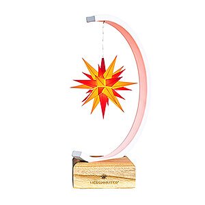 Adventssterne und Weihnachtssterne Herrnhuter Produkt-Finder Metall-Sternenbogen wei-glitter mit A1e gelb/rot - 27,5 cm